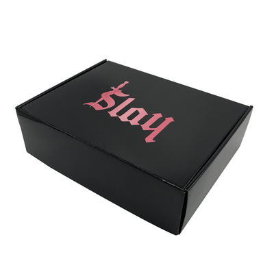 Glossy Black Cardboard Corrugated Boxes , Foldable Kraft Paper Carton Box